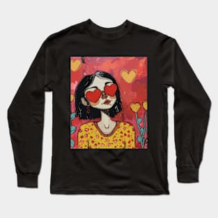 Cute Girl Valentines Day 2024 Long Sleeve T-Shirt